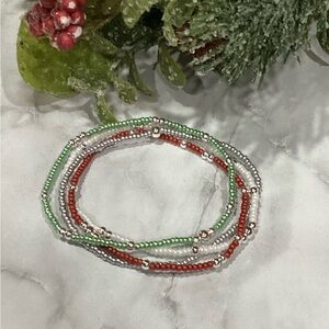 Lava Olivine 14kt Silver Plated Bracelet Stack set of 4
